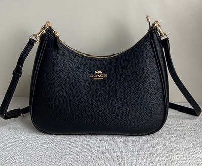 COACH CJ517 Teri Hobo Shoulder bag black Refined Pebble Leather