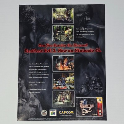 Resident Evil 2 Nintendo 64 N64 The Horror Print Ad/Poster