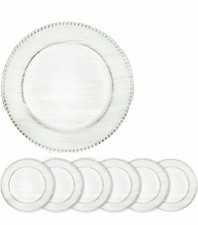 Set Of 6 Vintage Beaded Charger Plates for Dinner Plates Vintage White Plastic