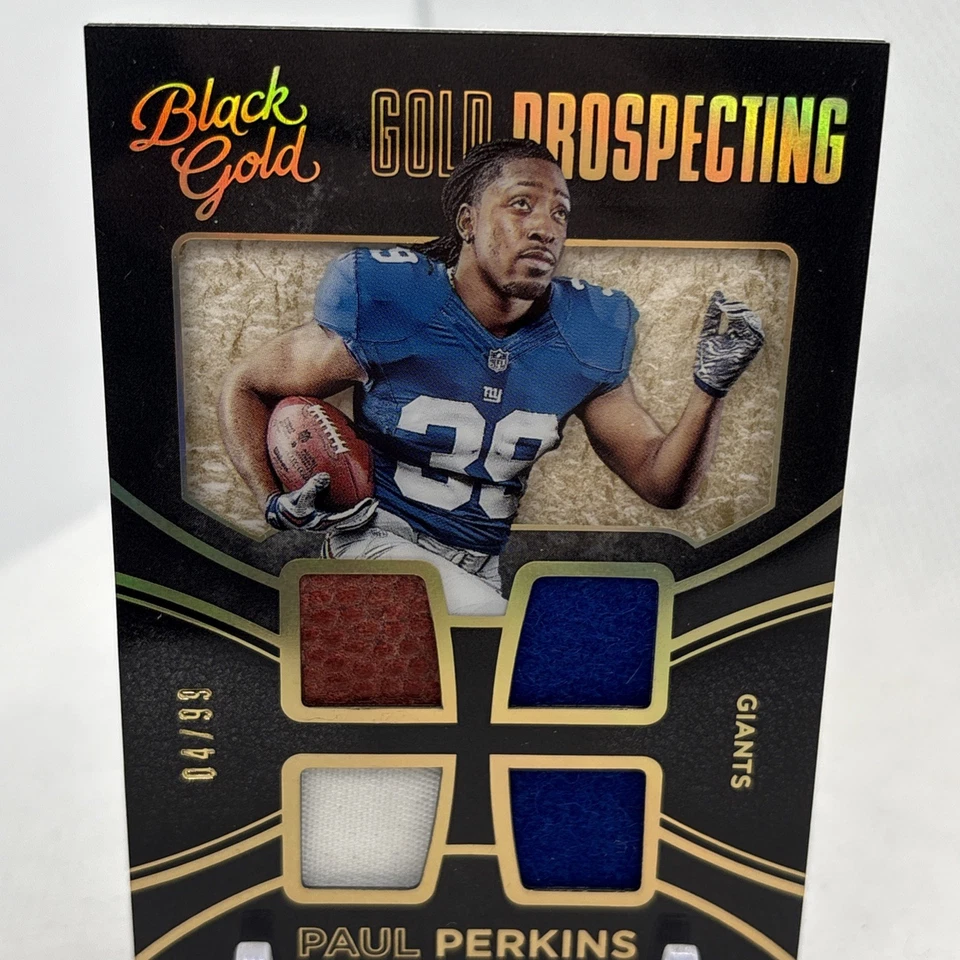 2016 Black Gold Prospecting Quad Materials Prime /99 Paul Perkins Rookie RC - Image 2 of 4