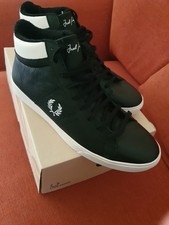 Image of Fred Perry SPENCER MID UK 10. Black Leather. Brand New In BOX.
