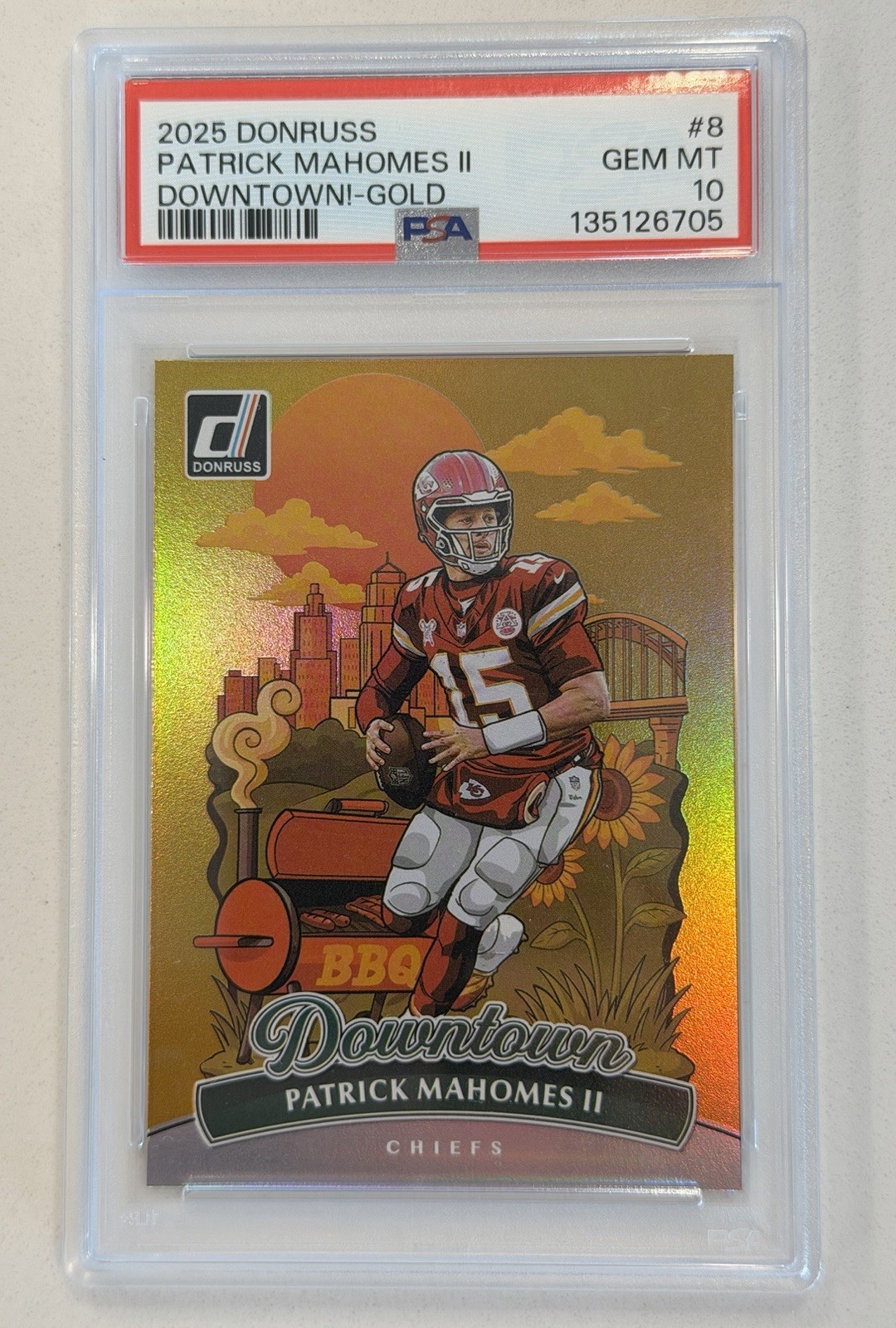 2025 Donruss PATRICK MAHOMES II Gold Downtown 10/10 PSA 10 Chiefs