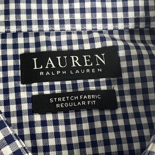 Lauren Ralph Lauren Black Label Shirt Mens 16 L Reg Blue Stretch Fabric Check - Picture 5 of 21