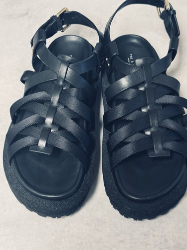 Rag & Bone Park Nylon Sandals NEW Black Crossover Strap Open Toe Platform 38 - Picture 2 of 13