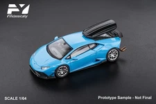 Findclassically 1/64 Huracan With Travel Suitcase Sky Blue Black Luggage Rack
