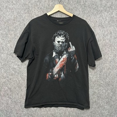 The Texas Chainsaw Massacre Men s Large Horror T-Shirt Black Middle Finger