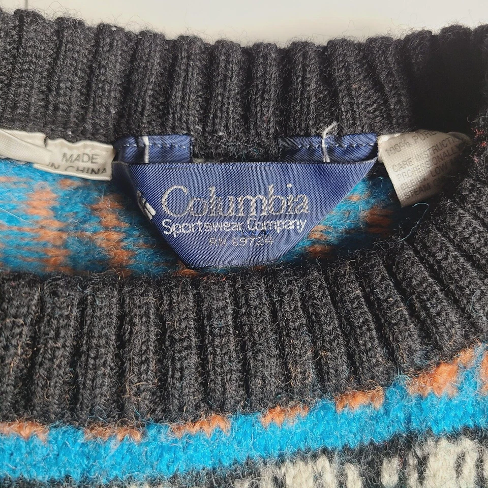 Suéter de Lana Columbia Vintage Años 90 Colorido Diseño Arco Iris Pesado Hombres Talla Mediana Foto 2 de 4