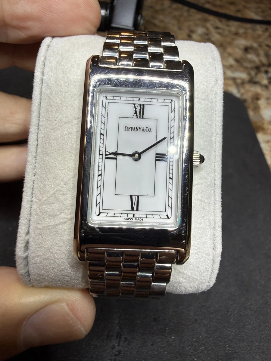 Tiffany & Co. Stainless Steel Band Rectangle Wristwatches for sale