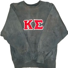 Vintage Champion Kappa Sigma Sig Sweatshirt Large MADE IN USA Green Red College