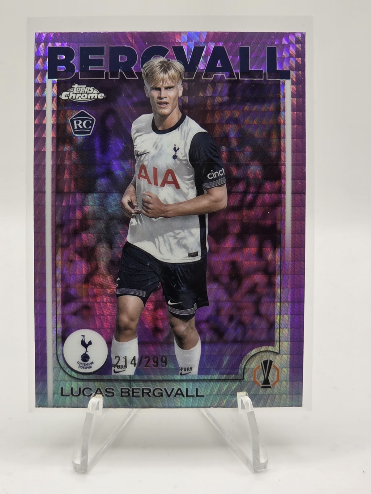 2024-25 TOPPS Chrome UEFA Lucas Bergvall #112 Violet Prizm /299 RC HotSpur