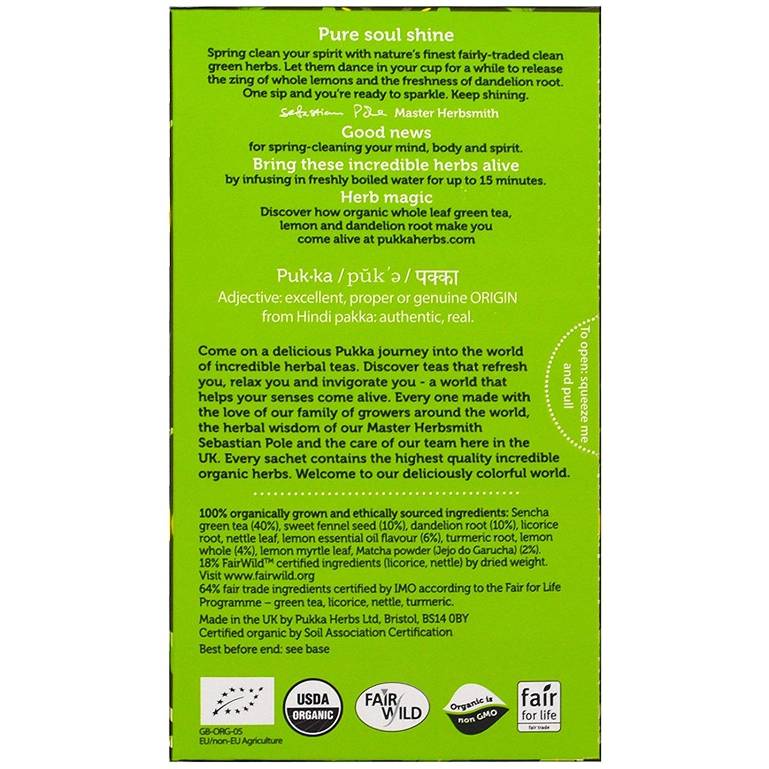 Pukka Herbal Tea 20 Count Organic Herbal Tea Bags Clean Green Herbs