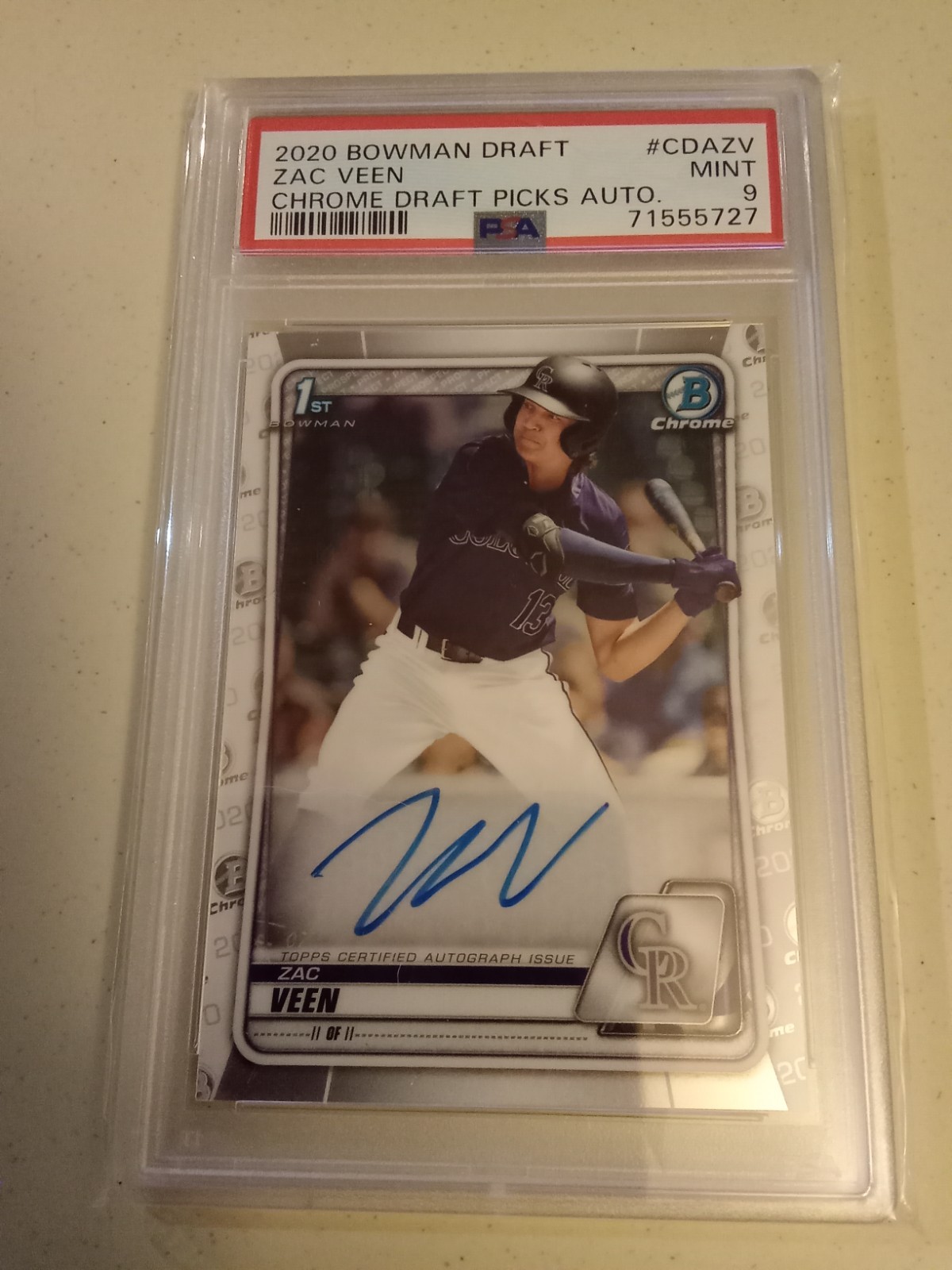 2020 Bowman Chrome Draft Zac Veen AUTOGRAPH #CDA-ZV Graded PSA 9 MINT