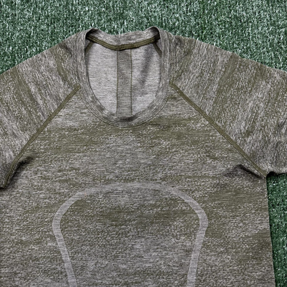 Camiseta Lululemon Para Mujer Talla 6 Verde Gris Manga Corta Compresión Ligera Foto 3 de 4