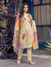 Women' s Georgette Pure Cotton Kurti with Pant  Dupatta