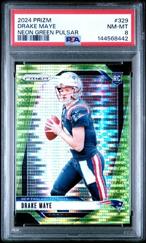 2024 PANINI PRIZM NEON GREEN PULSAR #329 DRAKE MAYE ROOKIE RC PSA 8