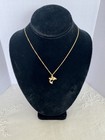Necklace Gold Color Engraved Christian Dior Vintage Dolphin Motif