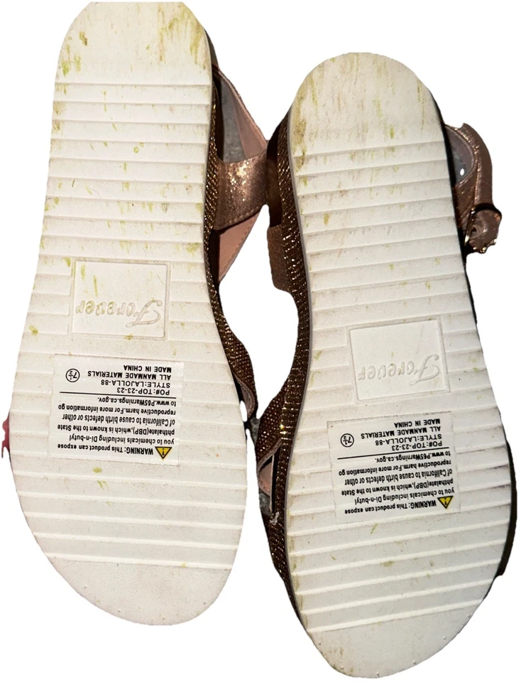 Sandalias de cuña Forever Comfort para mujer con correa al tobillo oro rosa talla 7,5 Foto 4 de 4