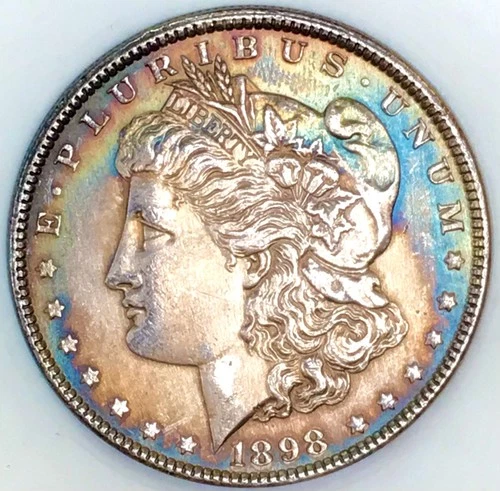 1898 MORGAN DOLLAR! MS++! MONSTER RAINBOW TONING! FABULOUS FIND! WOW! NR #S1062