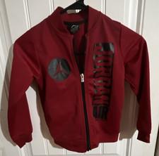 Jordan Boys Red/Black Logo Full Zip Track Jacket Knit Polyester Size 6