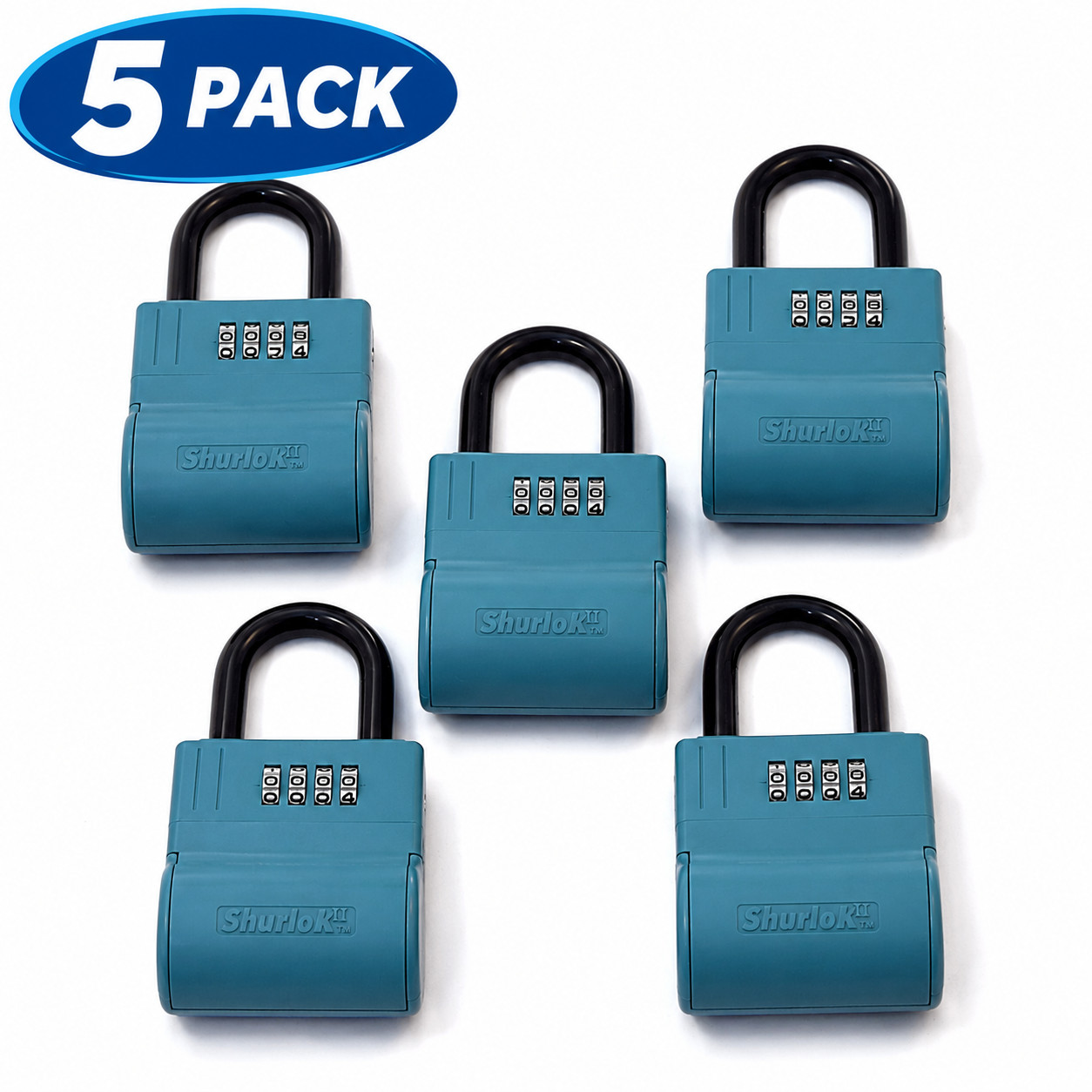 5 Pack ShurLok II Key Lock Box Front Loading Realtor Key Safe Lockbox Blue