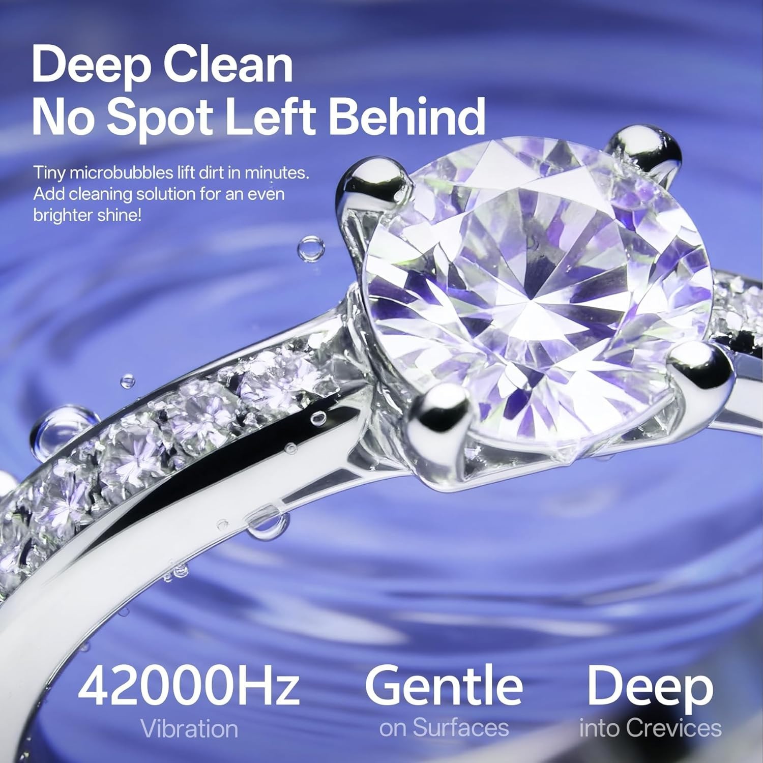 Ultrasonic Jewelry Cleaner Machine with U-V Light, Detachable Retainer Cleaner