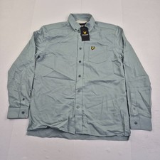 Image of LYLE & SCOTT Shirt Medium Blue Mens Long Sleeve Cotton Blend Oxford Logo