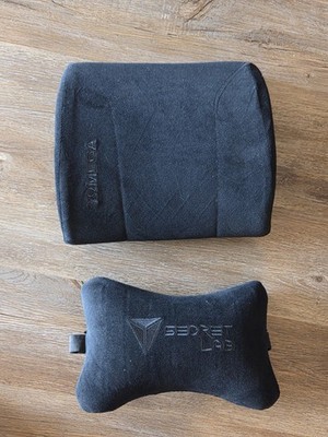 2x Secret Lab Omega Chair Lumbar Memory Foam Pillow Black Back And Head Rest