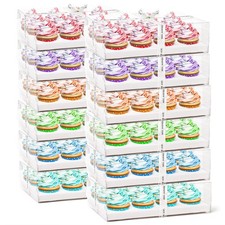 Cedilis 12 Pack Clear Cupcake Boxes, Count Containers with Gift Ribbon, Plastic