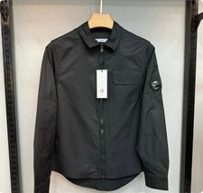 New Zip Up Jacket Long Sleeve Lens Overshirt Jacket Black and White M-2XL