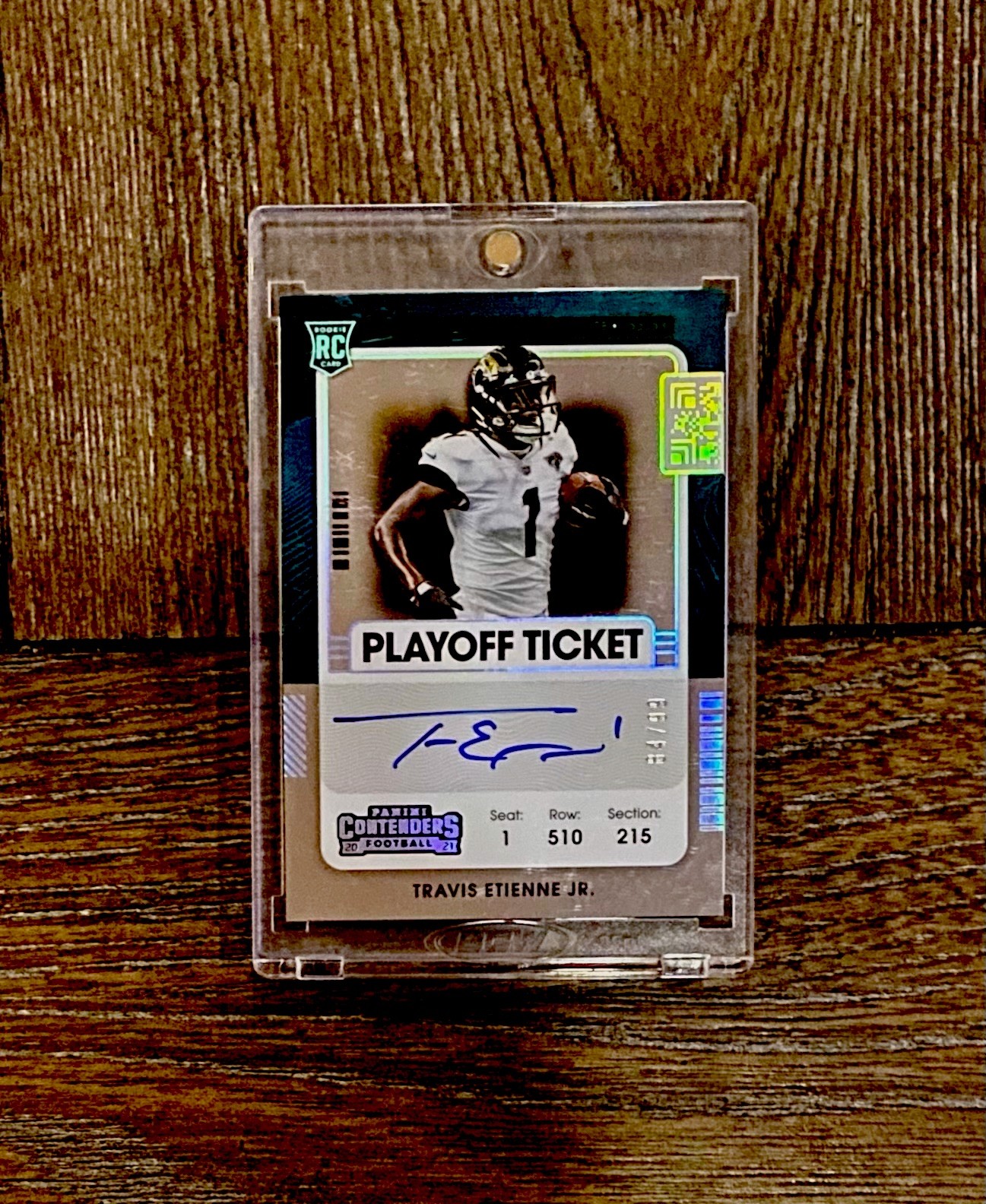 2021 Contenders - Rookie Ticket Travis Etienne #112 Championship Ticket Auto /49