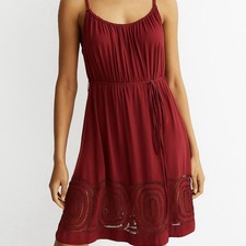 Elie Tahari Pullover Red Mini Lace Lined Dress Size 2 Silk Beach Sleeveless Boho