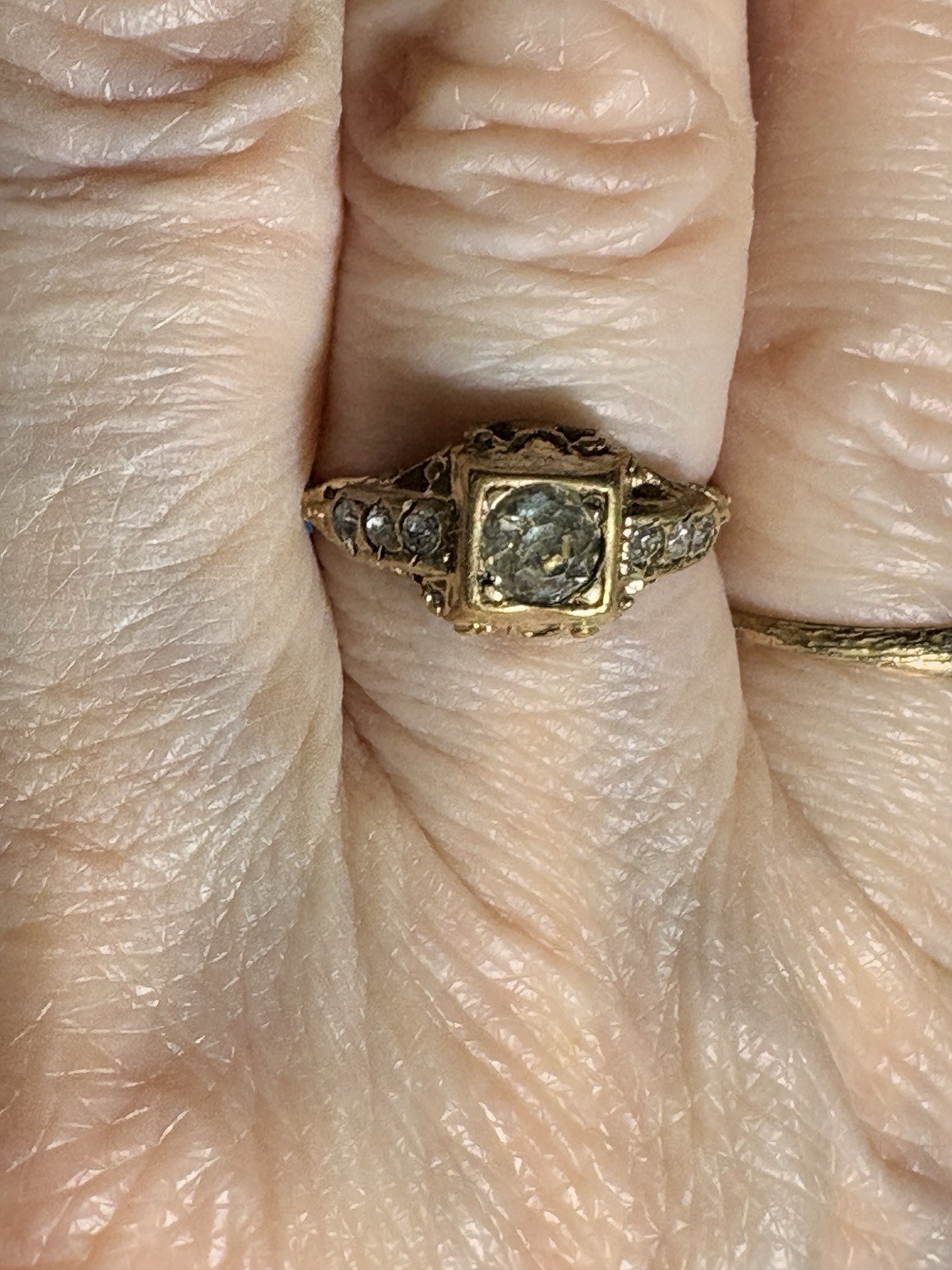 Antique Victorian Paste Ring Closed Back Paste St… - image 5