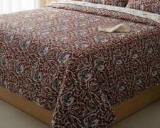 Indian Hand Block Print King Size Cotton Kantha Quilt Throw Blanket Bedspread