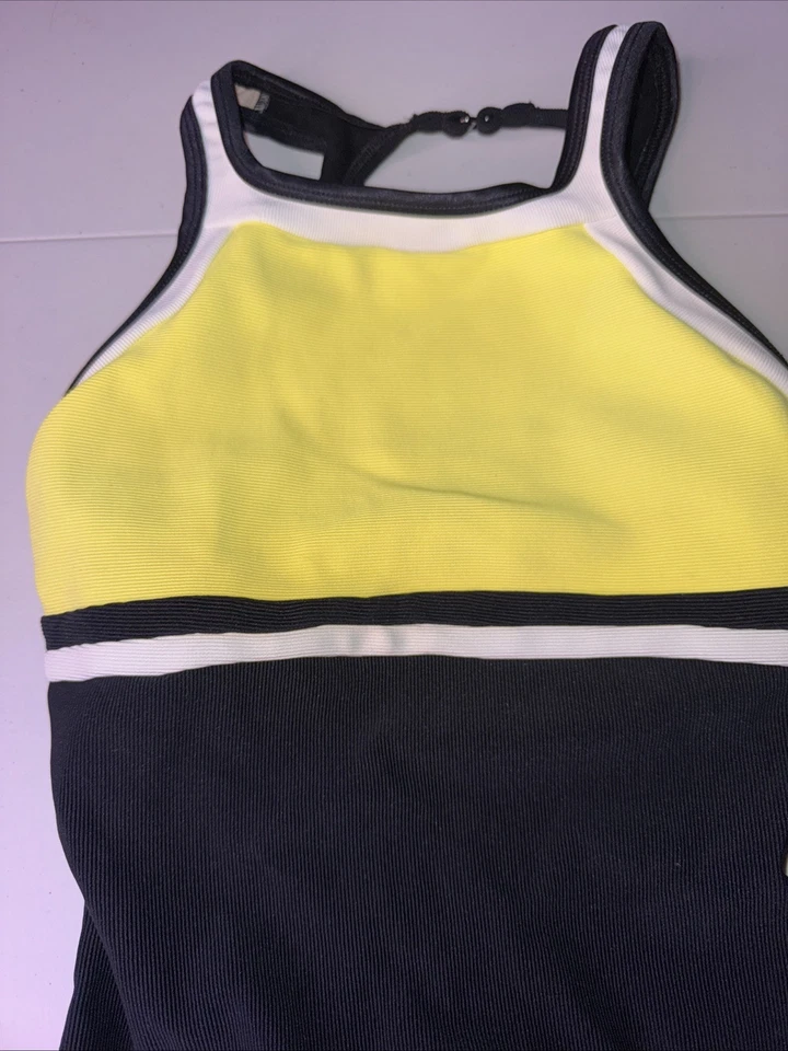 Traje de baño JAG talla 10 de una pieza espalda corredor texturizada negro/blanco/amarillo neón EE. UU. Foto 2 de 4