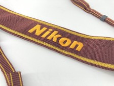Nikon Camera Vintage Neck Strap Maroon / Yellow Nylon woven fabric From Japan