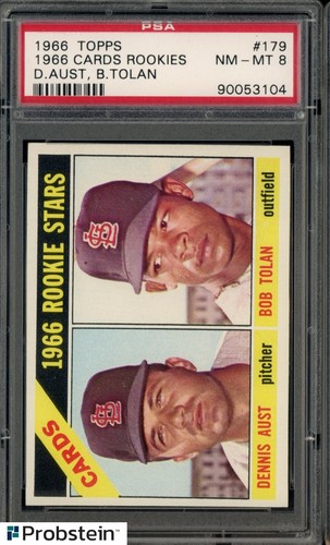 1966 Topps #179 1966 Cards Rookies Dennis Aust Bob Tolan PSA 8 NM-MT