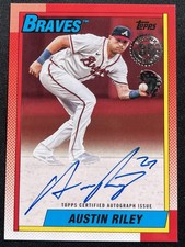 Topps 2025 Series 2 1990 Auto Braves Austin Riley #90AU-ARI   **SSP Red /5