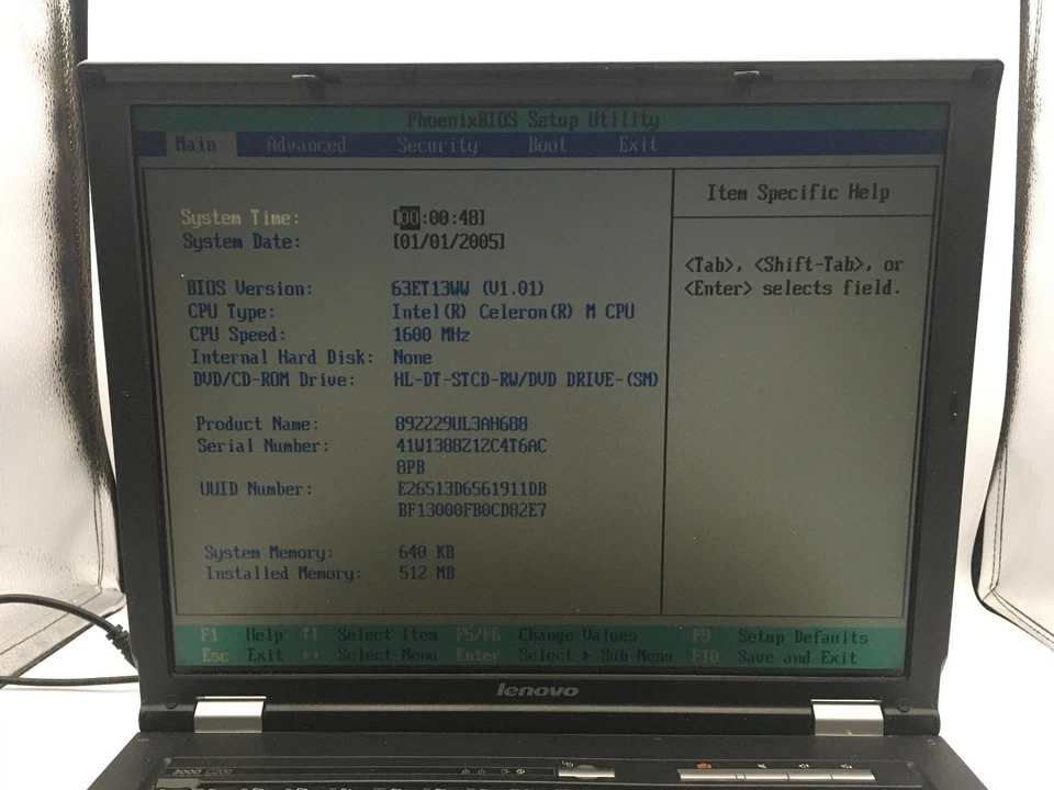 LENOVO 3000 C200 - BOOTS TO BIOS - INTEL CELERON M - 512MB RAM - READ DESC - BB! - Image 2 of 4