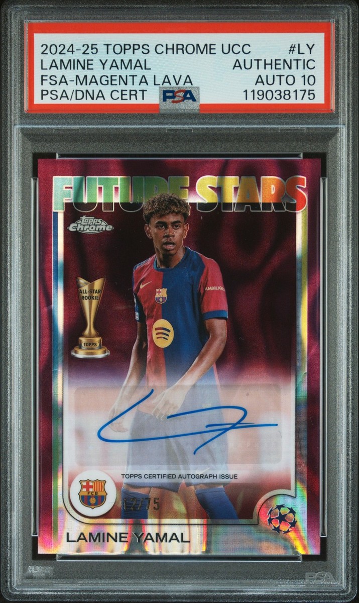 2024-25 Topps Chrome UEFA #LY Lamine Yamal Magenta Lava #/75 PSA
