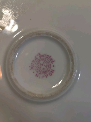 PLATO PARA SERVIR PASTEL CON MANGO PINTADO A MANO 11" Porcelana NIPON De Colección - Imagen 6 de 7