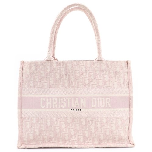 Christian Dior Book Tote Medium Oblique Canvas Handbag Bag Pink Used 6a99707b6a7
