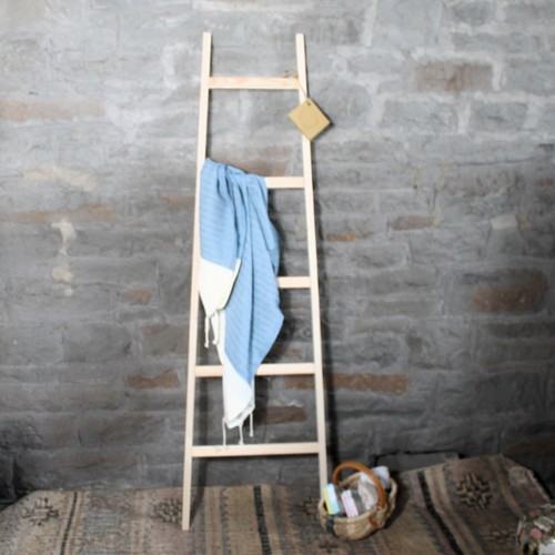 Ladder Towel Rack Wooden Blanket Display Clothes Valet Rack Towel Drying Rack - Picture 4 of 6