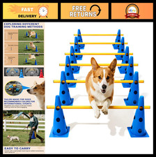 Dog Agility Course Set - Adjustable Hurdle Cone Kit for Backyard Training, Obs