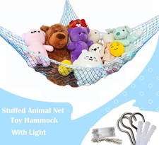 Stuffed Animal Net Hammock for Plushie Toys, Hammock Corner for Room Decor