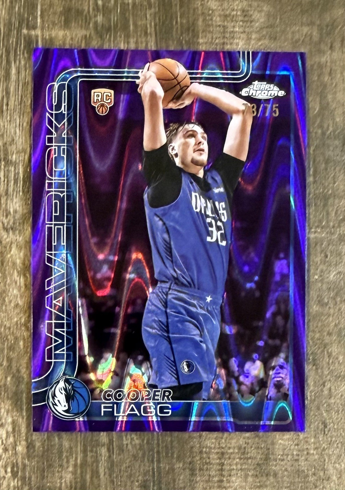 2025-26 Topps Chrome Cooper Flagg /75 PURPLE RAYWAVE RC📈Refractor Rookie #251