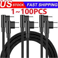 90 Degree Angle USB-C to USB-C Charger Cable Fast Charging Type Sync Cord LOT