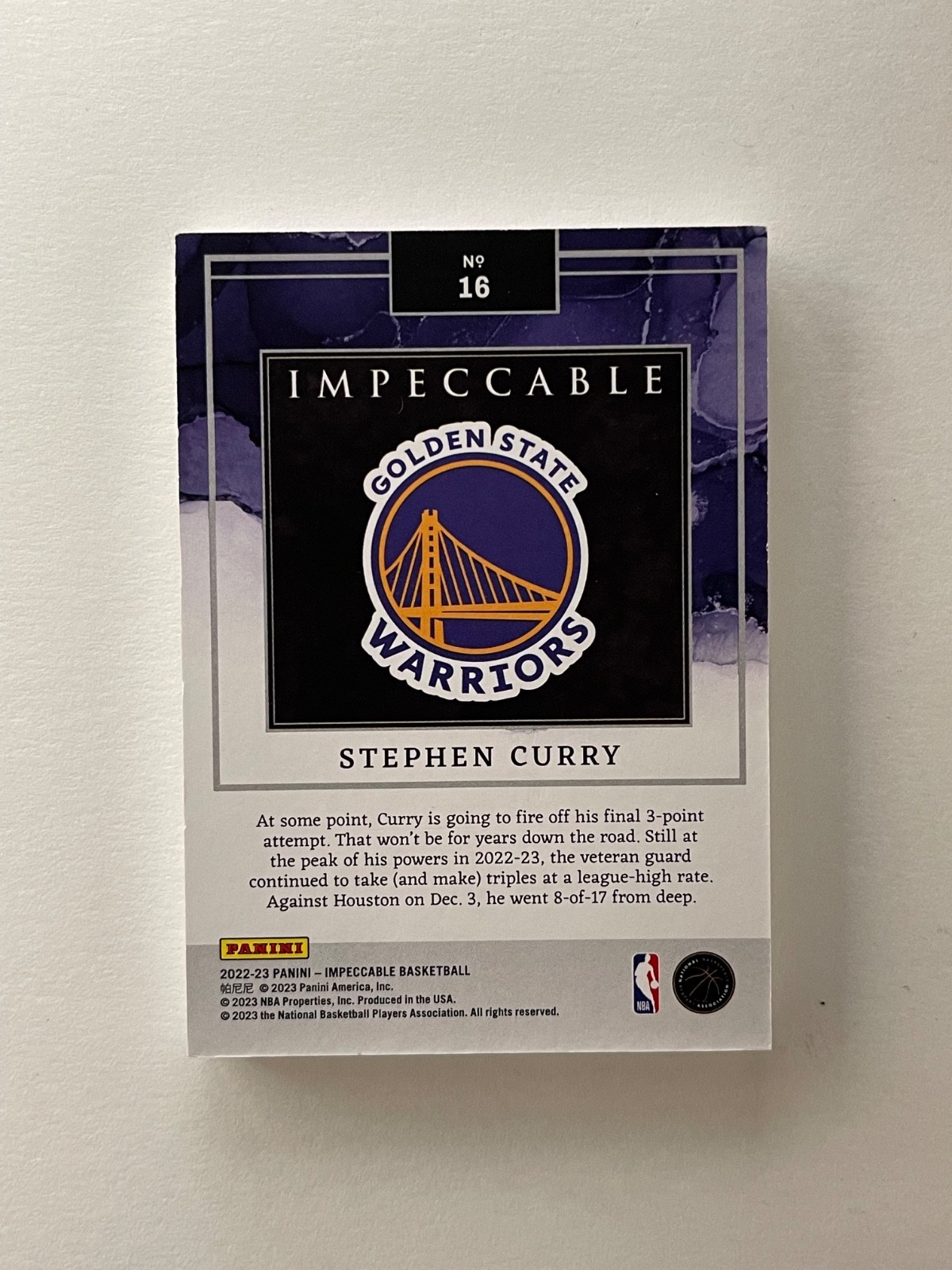 2022-23 Panini Impeccable Stephen Curry #16 Silver 1 Oz NBA Logo Holo Gold /10 view 4