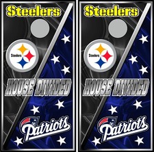 steelers patriots house divided cornhole 0519 board vinyl wraps