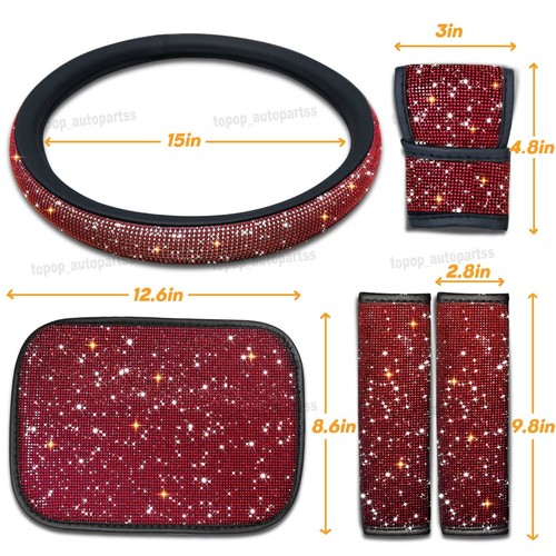 Universal Sparkle Red Luxury Bling Rhinestone Diamond Car Interior Decor - Picture 3 of 21