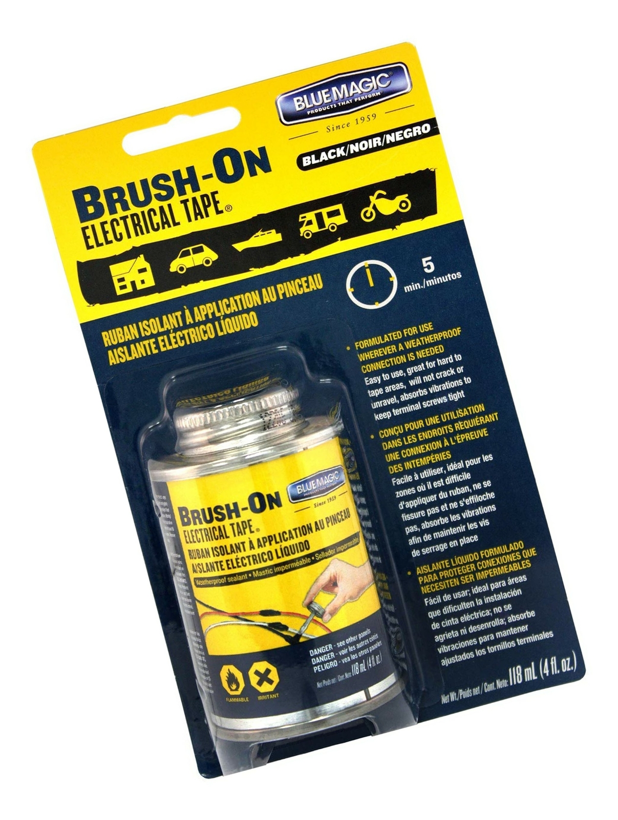 Blue Magic NA55 BOT55TRI Black BrushOn Electrical Tape 4 fl. oz